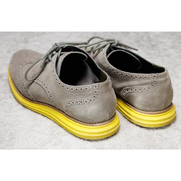 Cole Haan Lunargrand Gray Suede Yellow Sole Wingtip Shoes Mens Size 11 main image 8